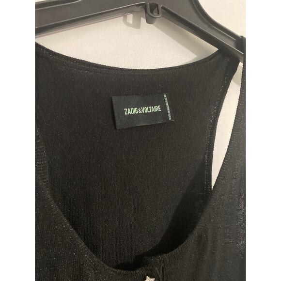 Zadig & Voltaire Joss sparkle tank top women’s XS black wool luxury grunge edgy - Picture 3 of 8